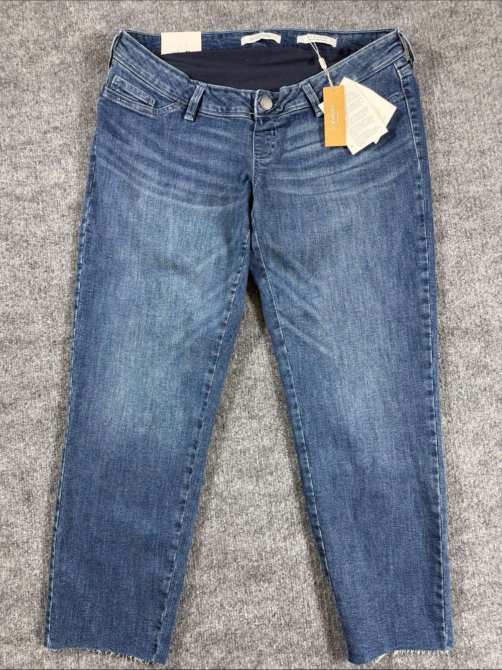 Seraphine Blue Tapered Overbump Maternity Jeans